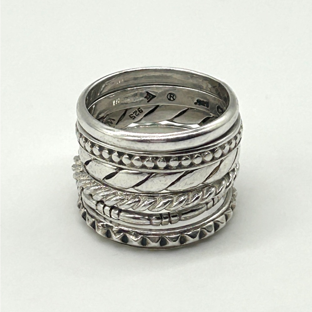 Vintage Silpada 925 Sterling Silver Stacking Rings Set of 6 Mixed Brands Sz 7.5